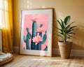 Pop Art Cactus con Flores Rosas