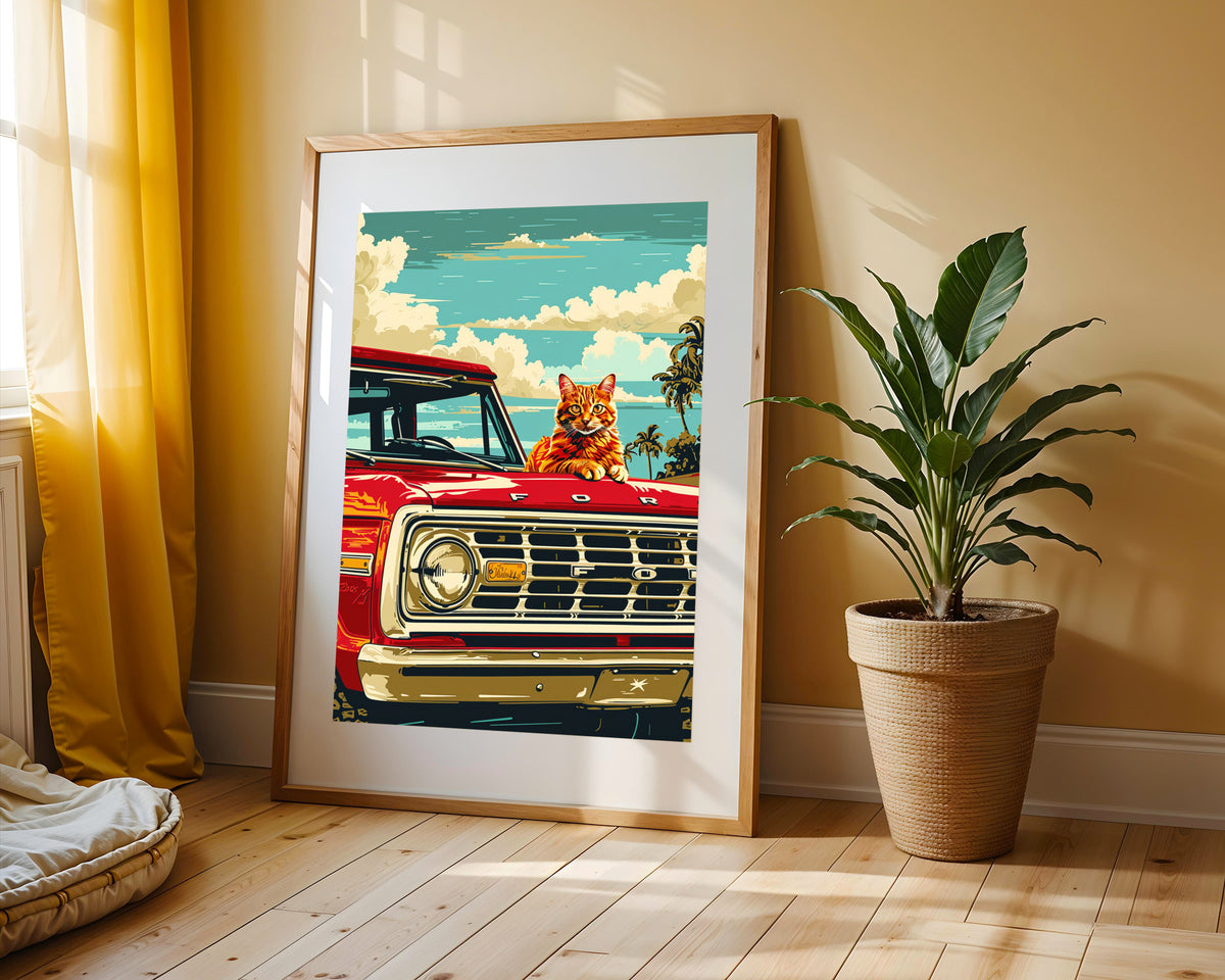 Pop Art Gato Manejando Ford