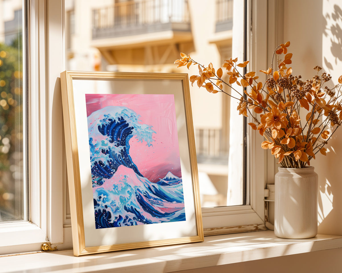 Pop Art Gran Ola Rosa Azul