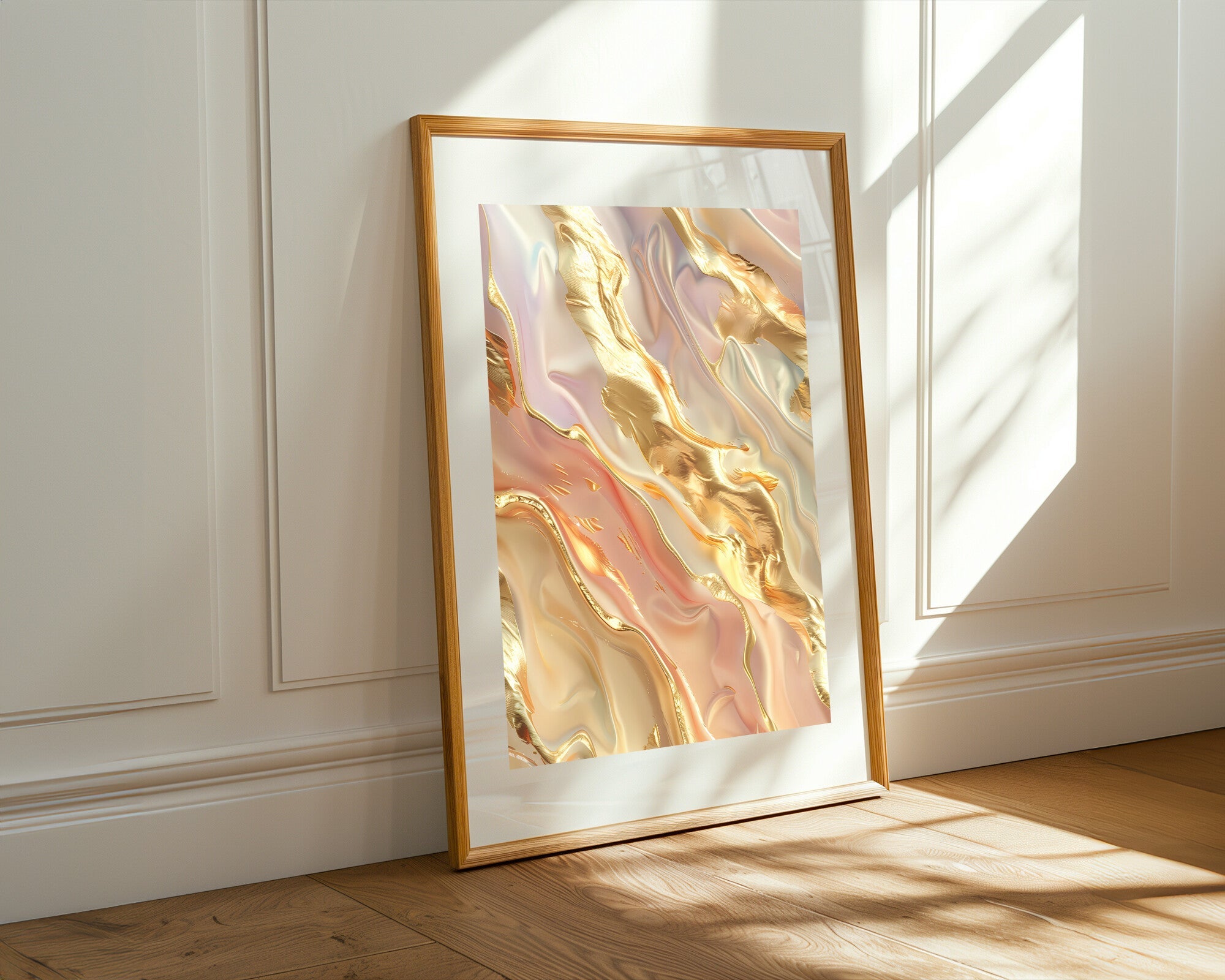 Ondas Rosa Coral y Oro | Cuadro decorativo de Monkey Canvas