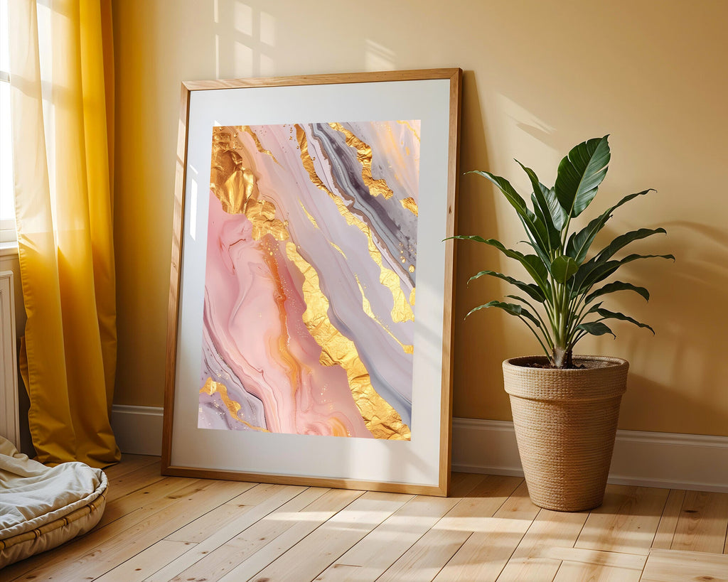 Vetas Rosa y Gris Doradas | Cuadro decorativo de Monkey Canvas
