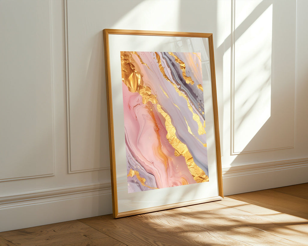 Vetas Rosa y Gris Doradas | Cuadro decorativo de Monkey Canvas