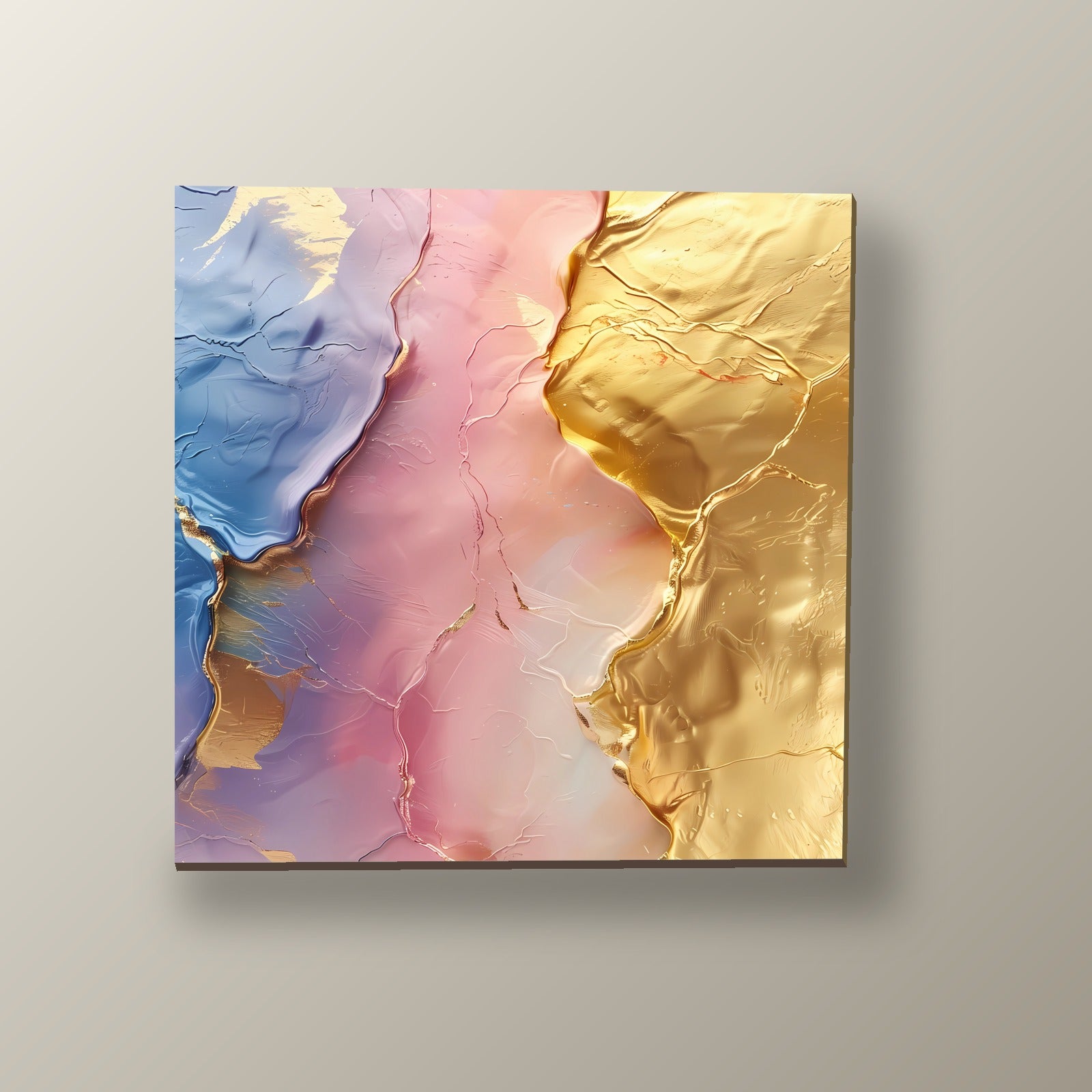 Tricolor Azul Rosa y Oro | Cuadro decorativo de Monkey Canvas