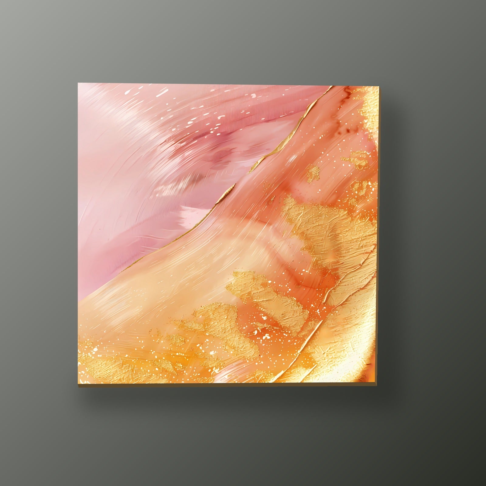 Ondas Coral Ardiente y Oro | Cuadro decorativo de Monkey Canvas