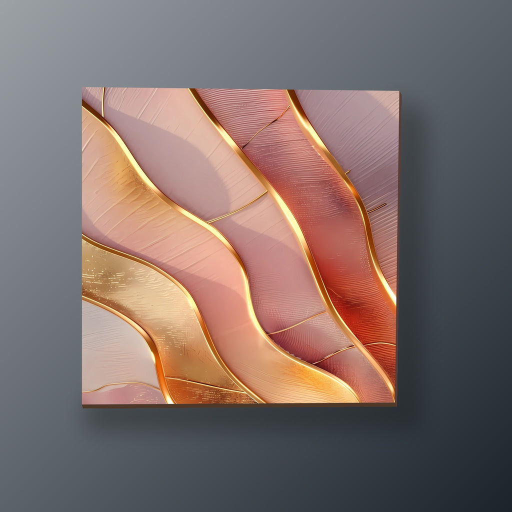 Ondas Rosa Malva y Oro | Cuadro decorativo de Monkey Canvas