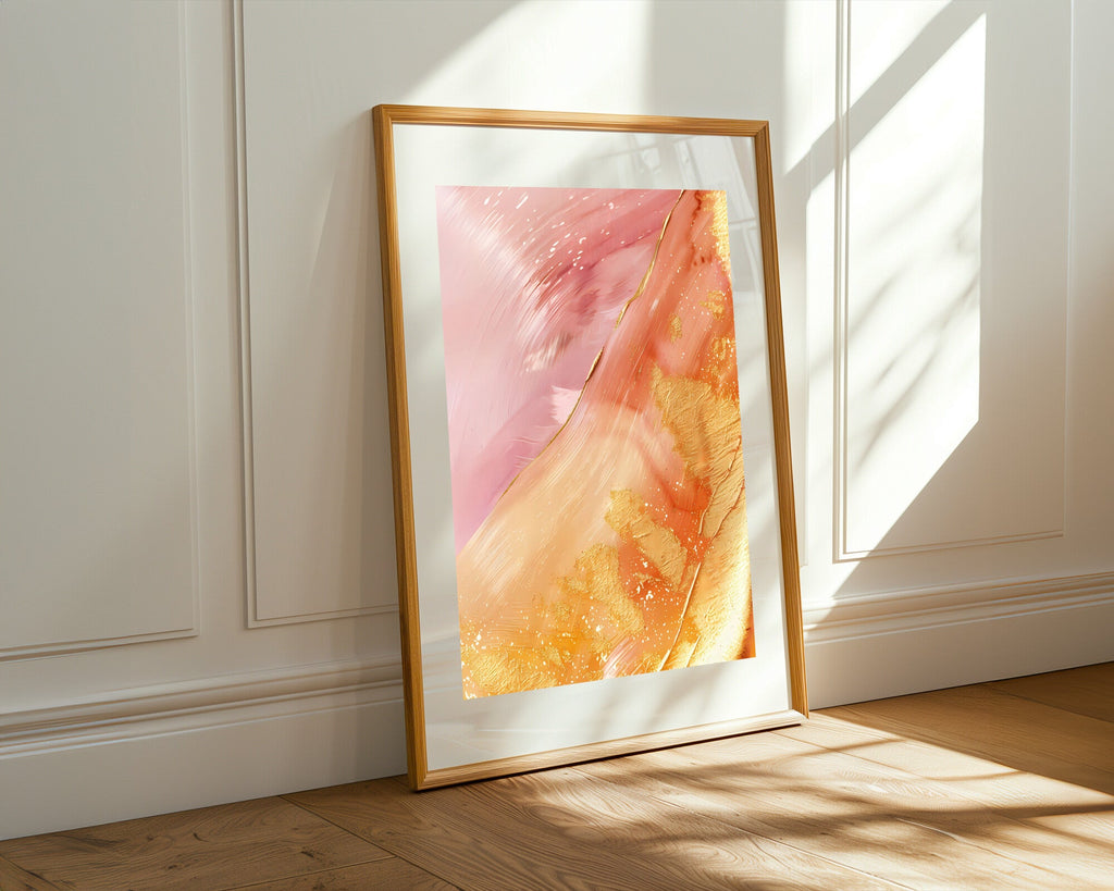 Ondas Coral Ardiente y Oro | Cuadro decorativo de Monkey Canvas