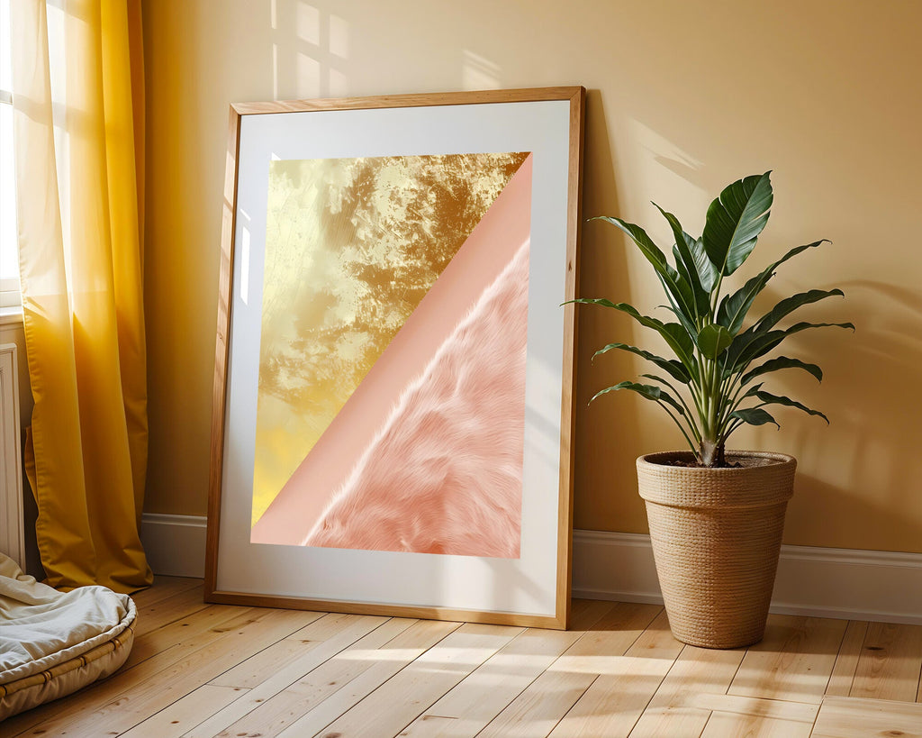 Plumaje Dorado y Coral | Cuadro decorativo de Monkey Canvas