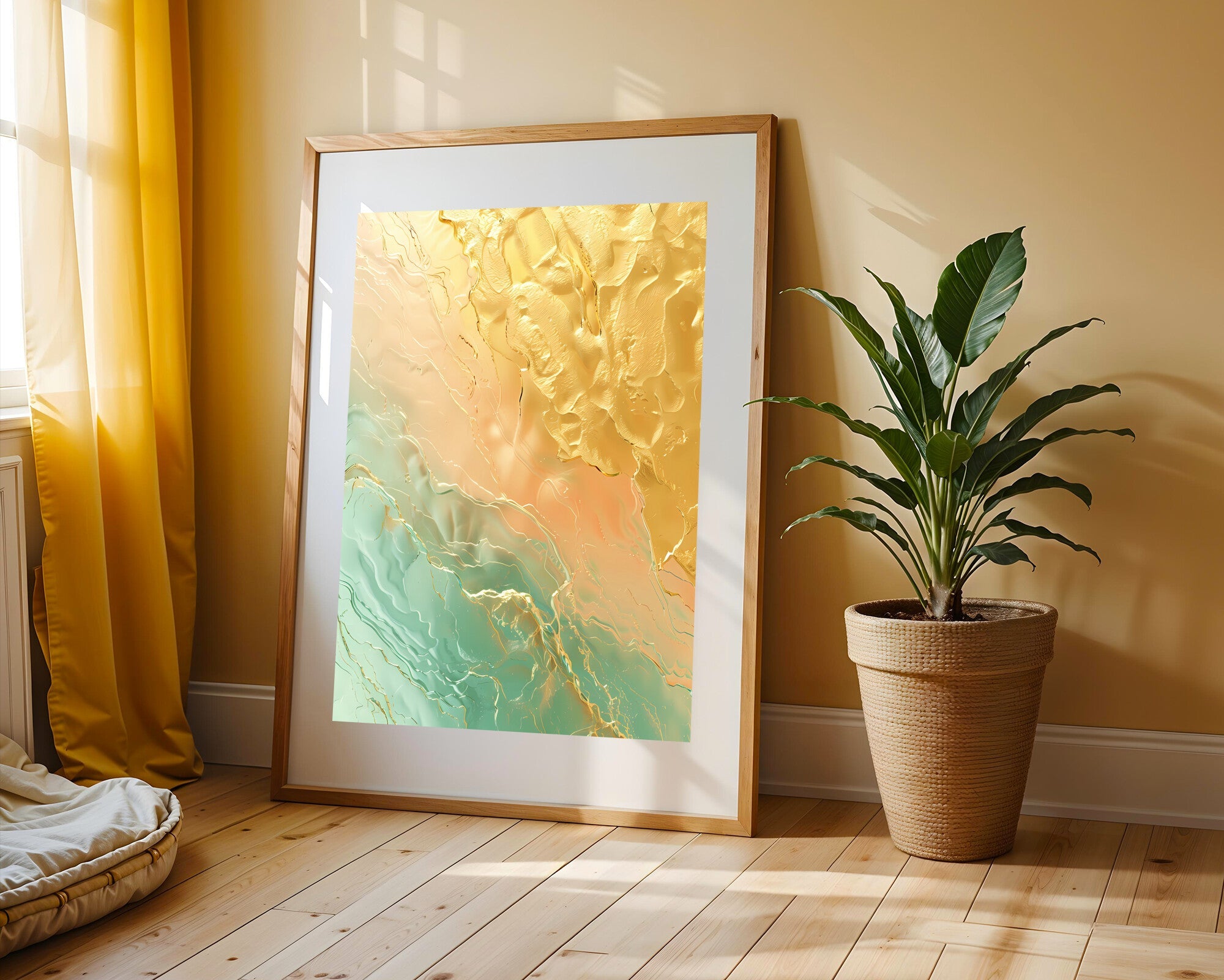 Reflejos Turquesa y Rosa Dorado | Cuadro decorativo de Monkey Canvas