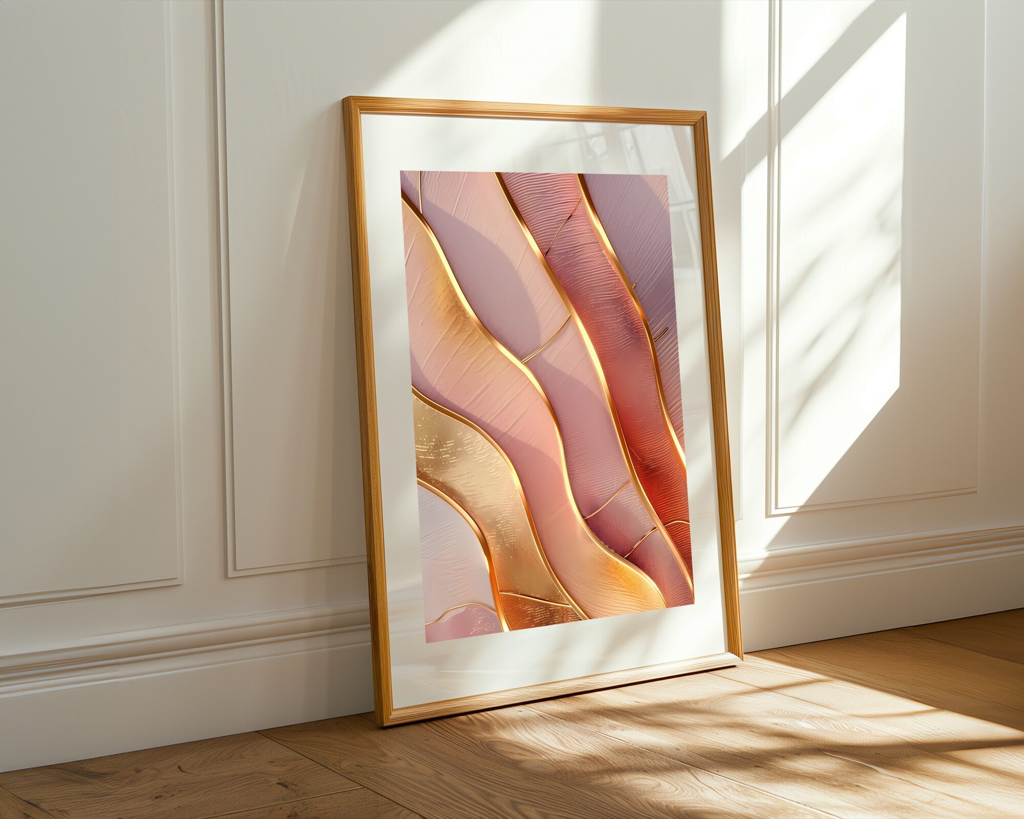 Ondas Rosa Malva y Oro | Cuadro decorativo de Monkey Canvas