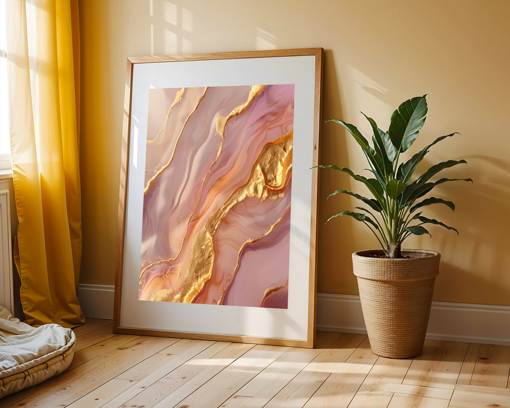 Mármol Rosa Grisáceo con Oro | Cuadro decorativo de Monkey Canvas