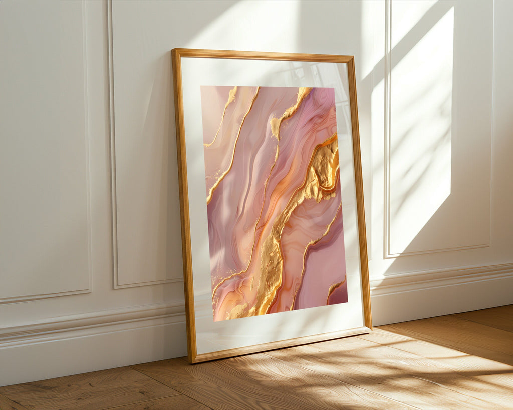 Mármol Rosa Grisáceo con Oro | Cuadro decorativo de Monkey Canvas