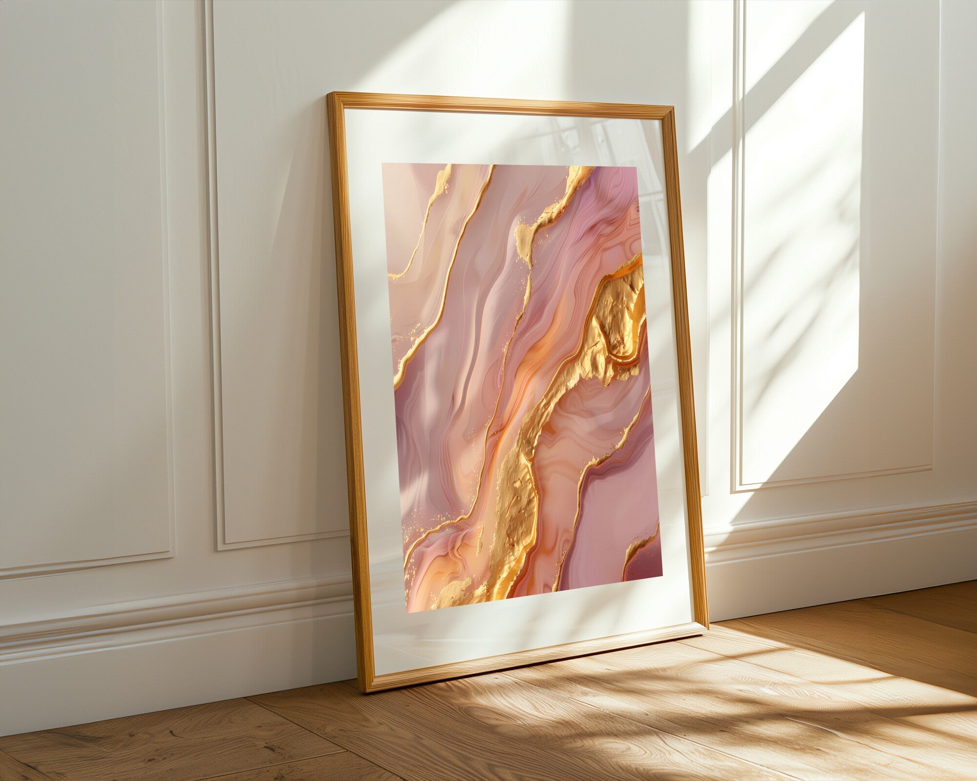 Mármol Rosa Grisáceo con Oro | Cuadro decorativo de Monkey Canvas