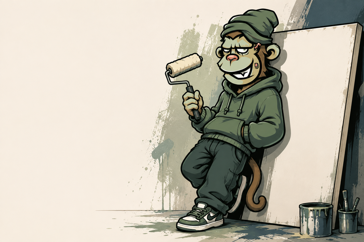 Hero Monkey Canvas - mascota recargado en lienzo con rodillo