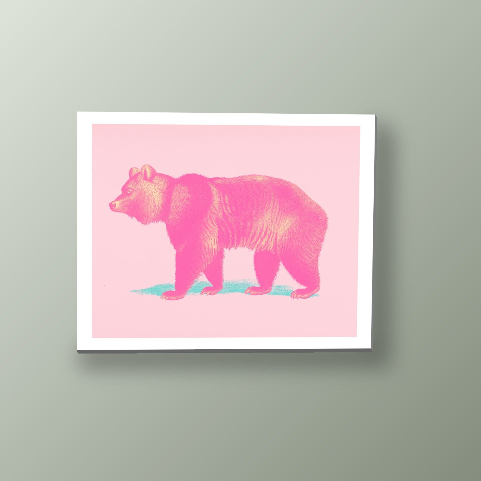 Oso Dorado en Rosa | Cuadro decorativo de Monkey Canvas