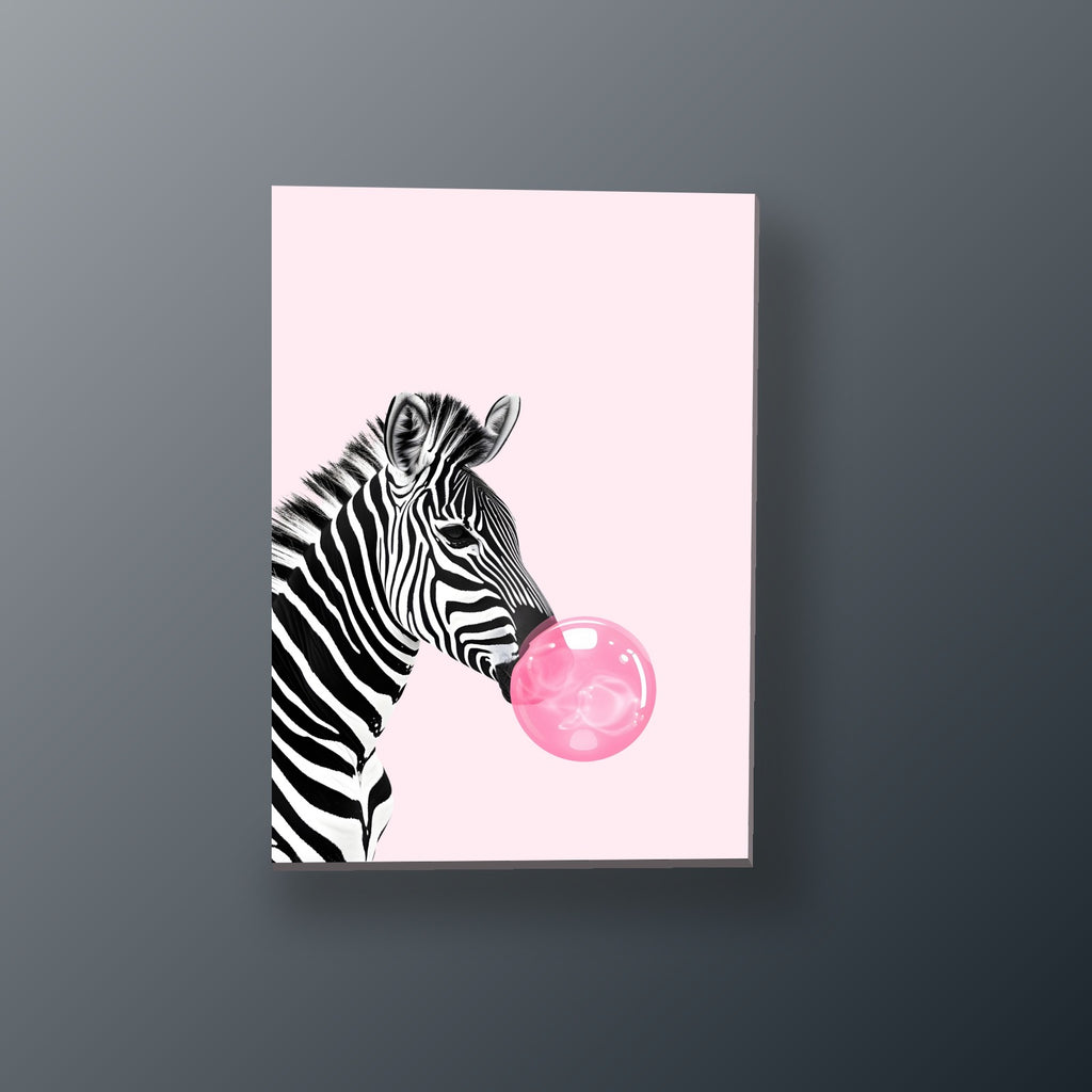 Cebra con Chicle Rosa | Cuadro decorativo de Monkey Canvas