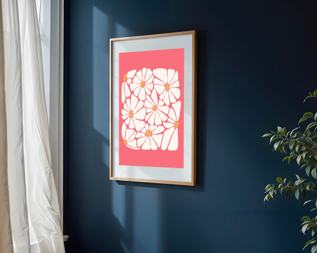 Margaritas sobre Coral | Cuadro decorativo de Monkey Canvas