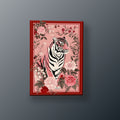 Tigre Rosa entre Peonias | Cuadro decorativo de Monkey Canvas