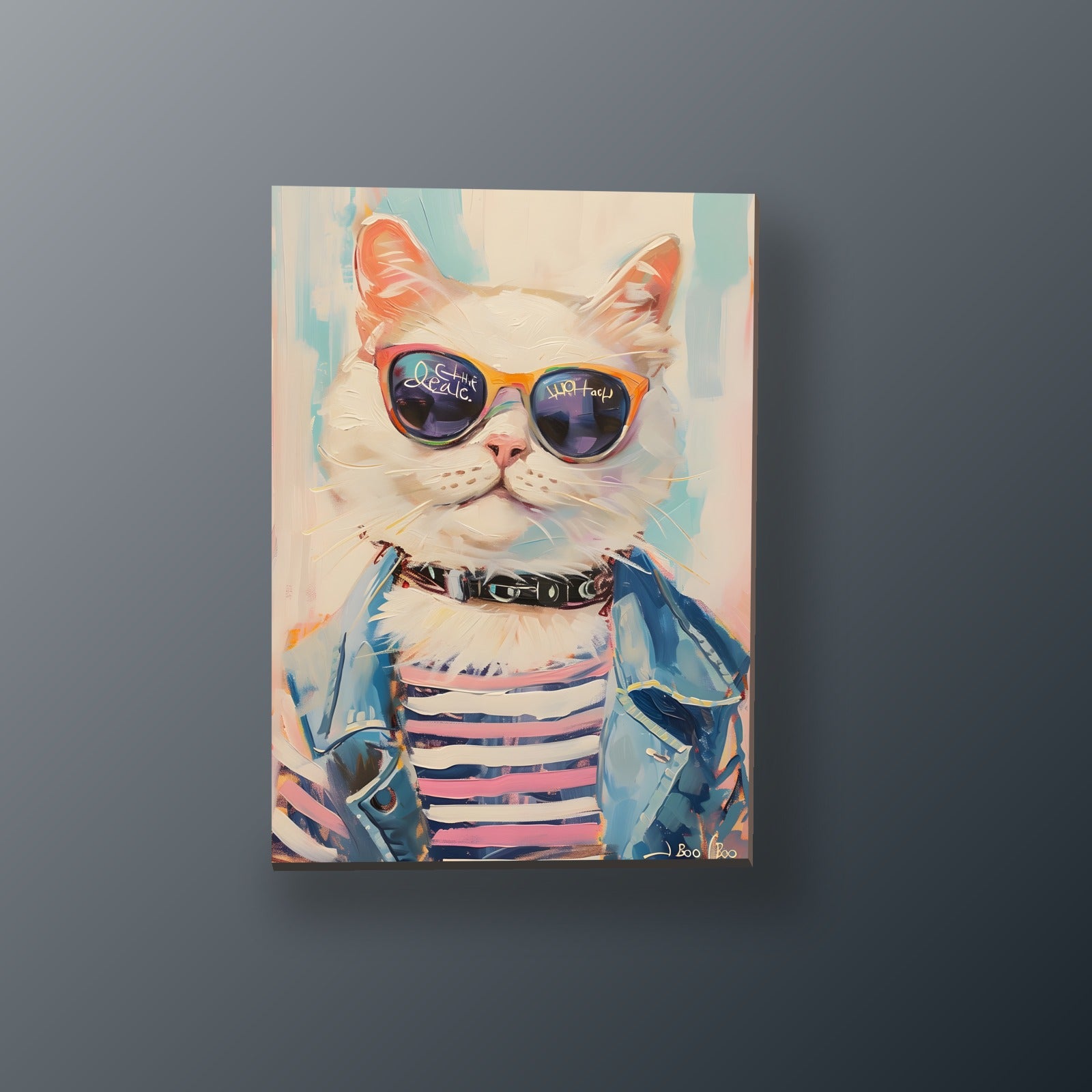 Gato Blanco con Lentes | Cuadro decorativo de Monkey Canvas