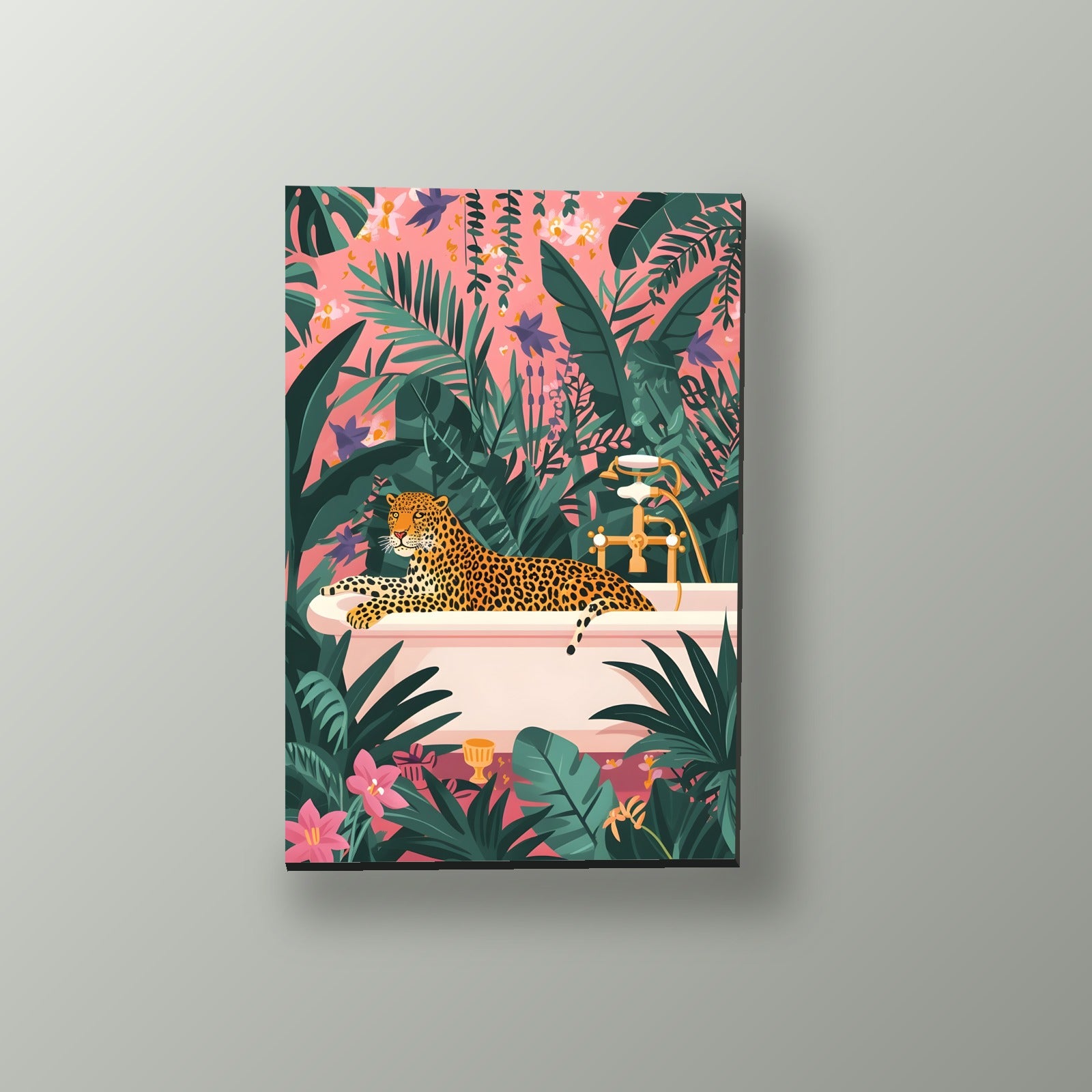 Leopardo en la Tina Tropical | Cuadro decorativo de Monkey Canvas