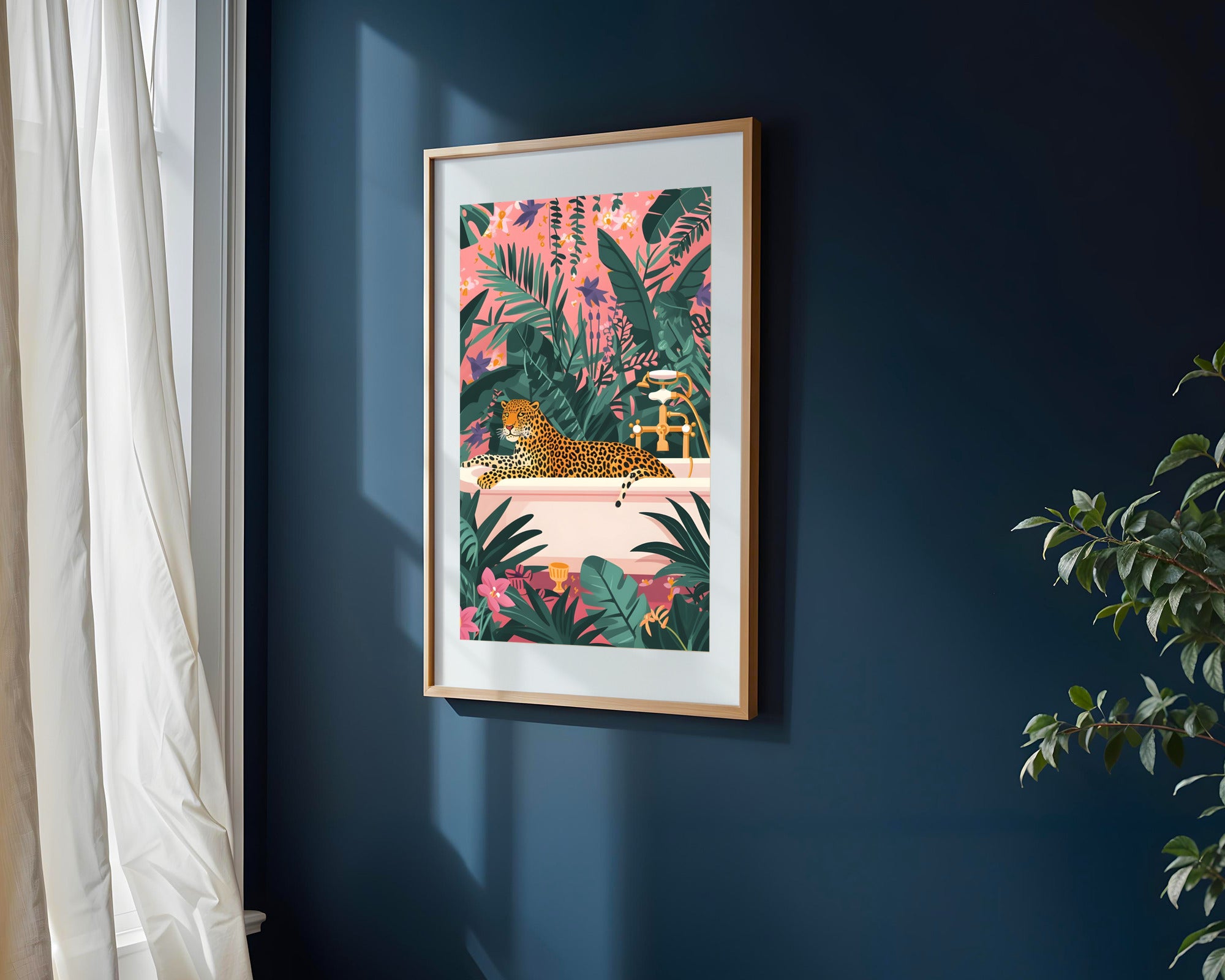 Leopardo en la Tina Tropical | Cuadro decorativo de Monkey Canvas