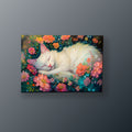 Gato Dormido entre Flores | Cuadro decorativo de Monkey Canvas