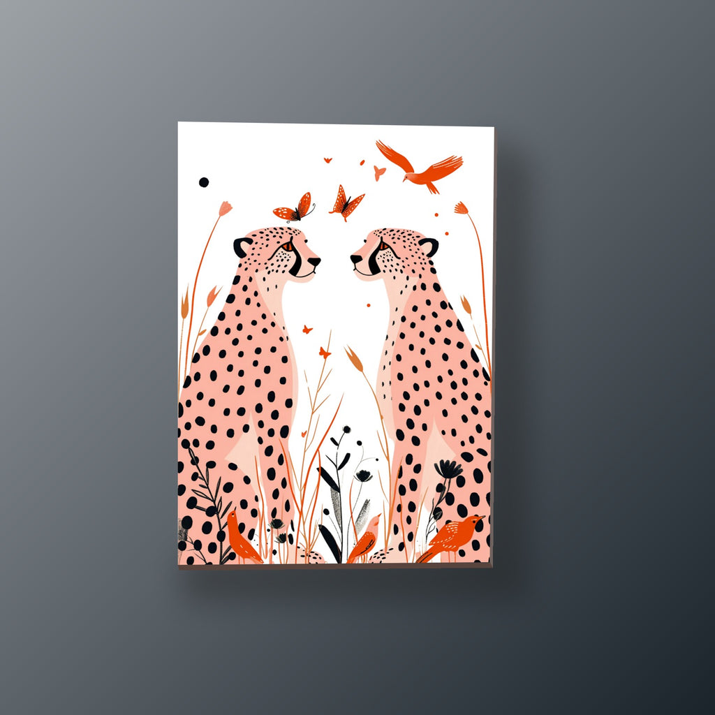 Guepardos Rosas y Mariposas | Cuadro decorativo de Monkey Canvas