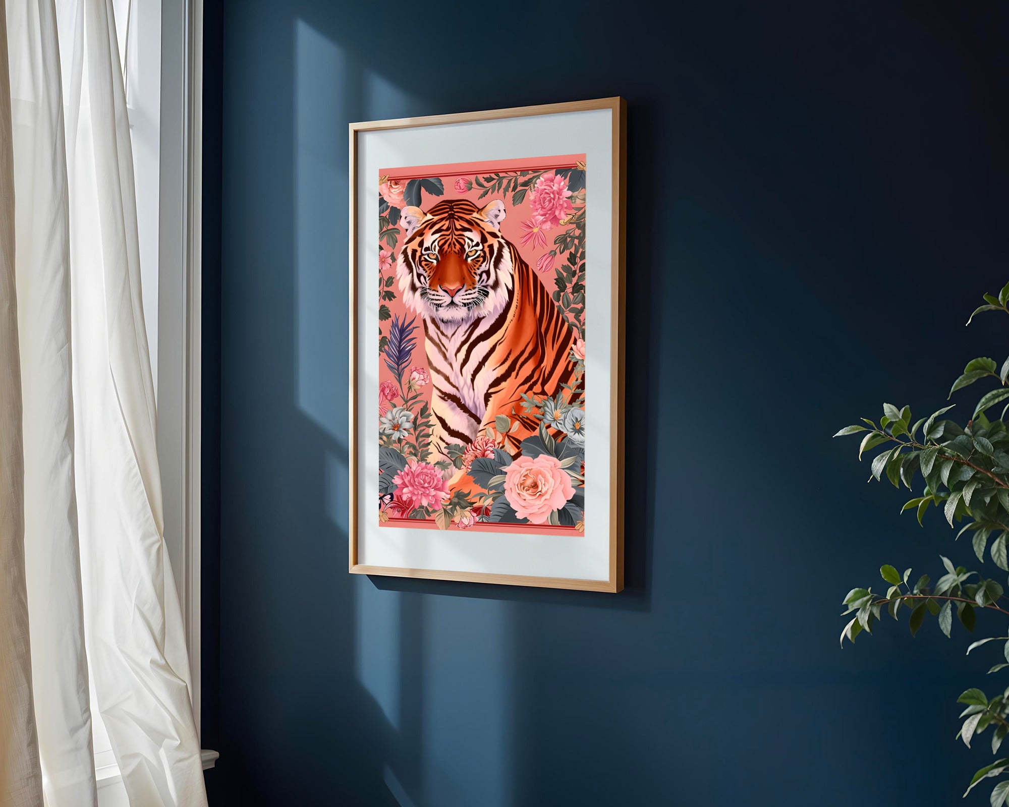 Tigre entre Rosas | Cuadro decorativo de Monkey Canvas