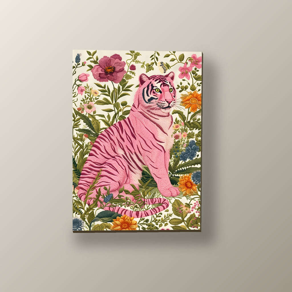 Tigre Rosa Bordado | Cuadro decorativo de Monkey Canvas