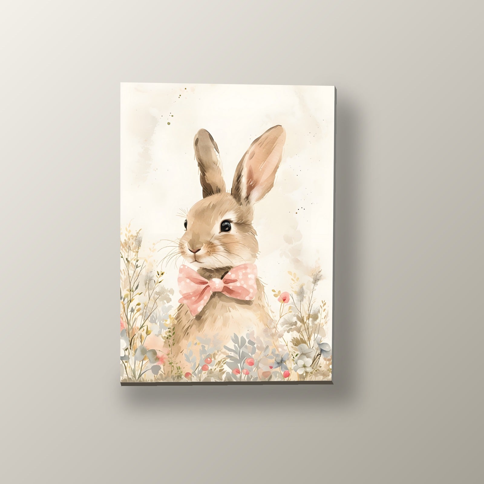 Conejo de Lazo Rosa | Cuadro decorativo de Monkey Canvas