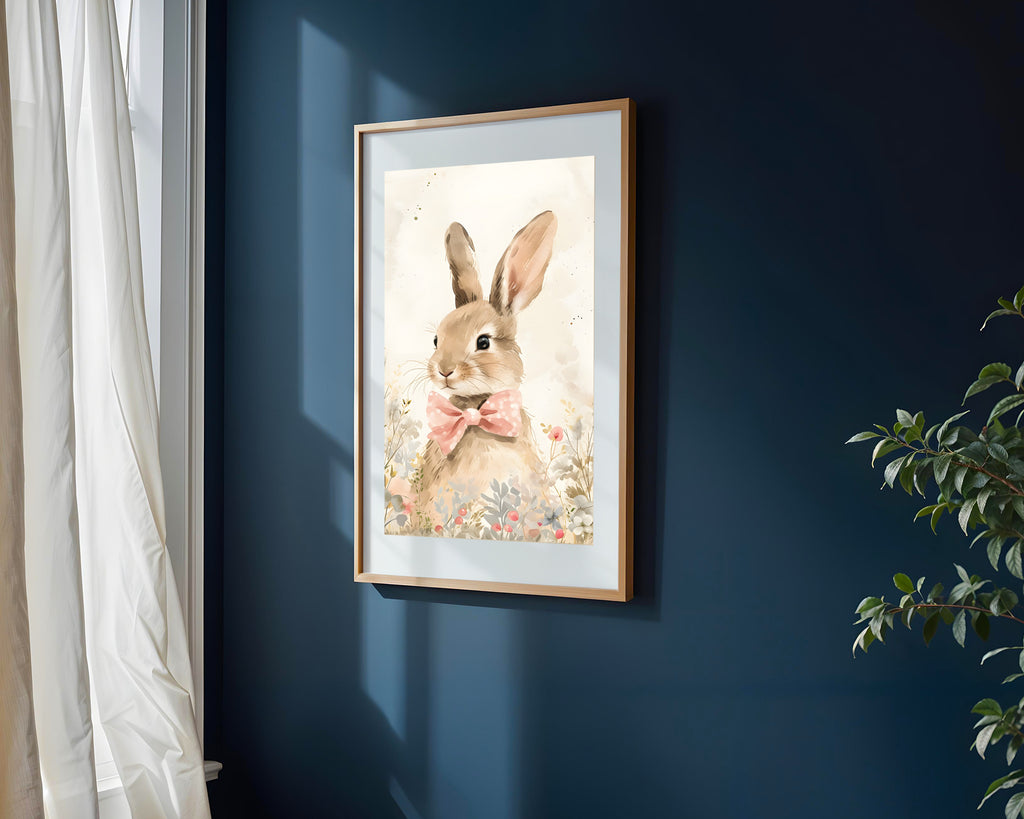 Conejo de Lazo Rosa | Cuadro decorativo de Monkey Canvas