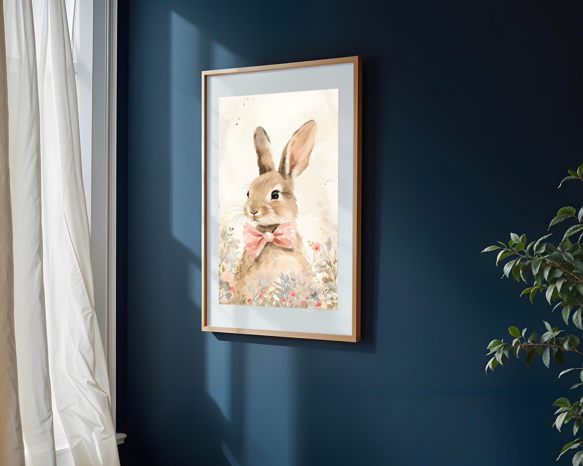 Conejo de Lazo Rosa | Cuadro decorativo de Monkey Canvas