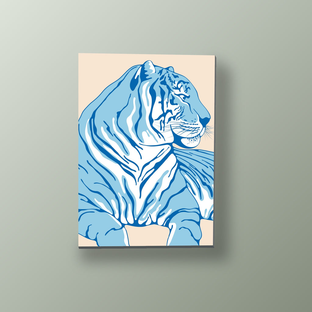 Tigre Azul Minimalista | Cuadro decorativo de Monkey Canvas