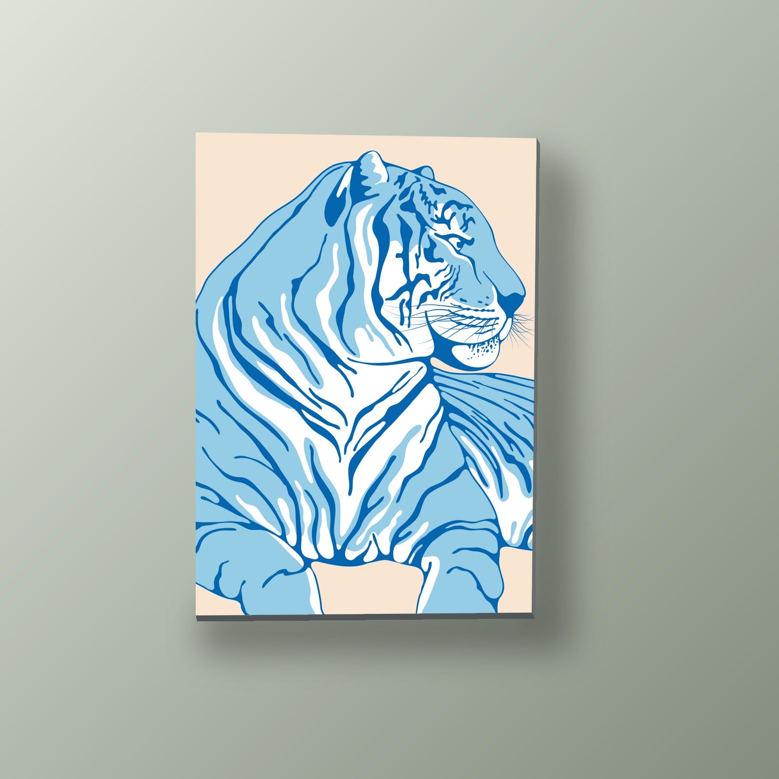 Tigre Azul Minimalista | Cuadro decorativo de Monkey Canvas