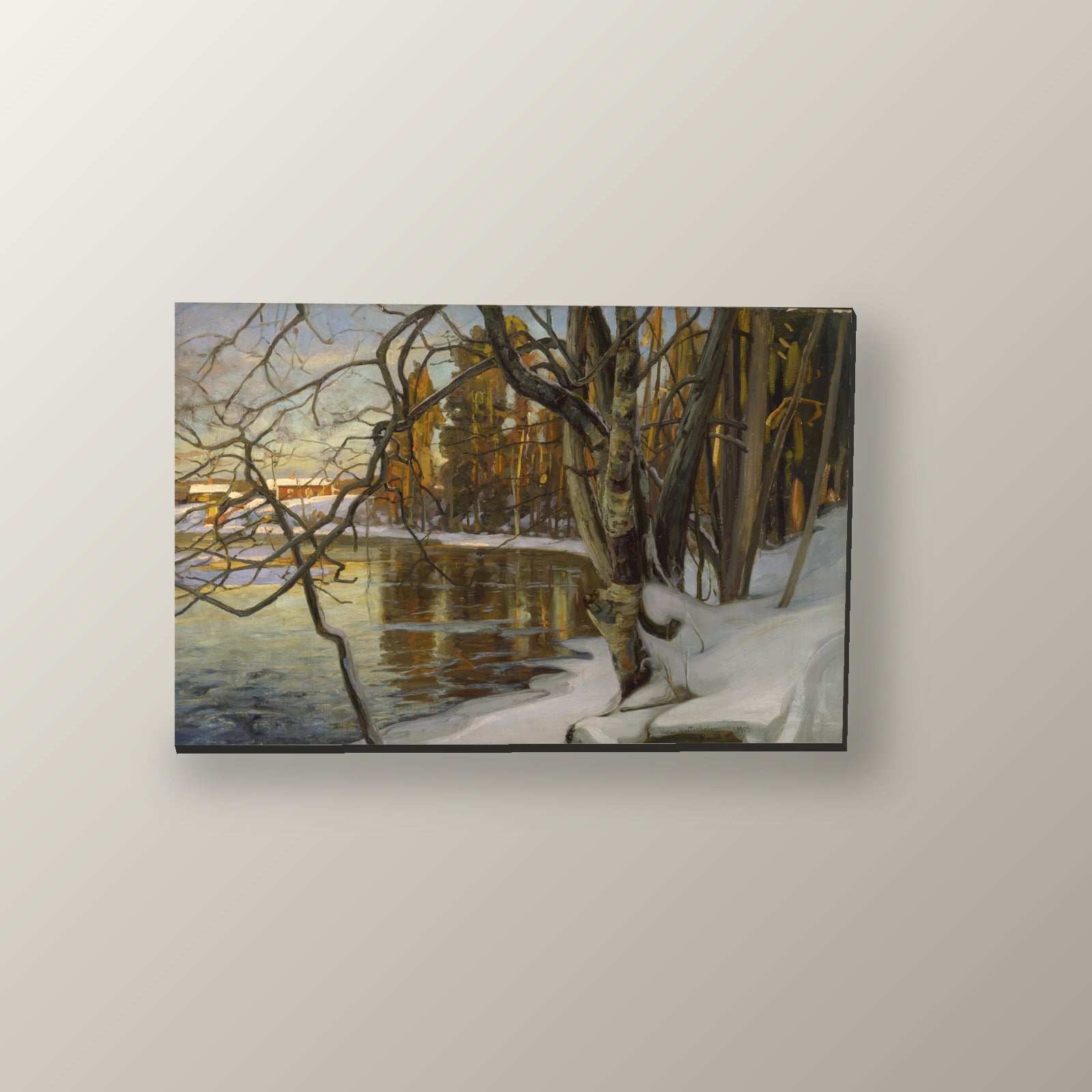 Río de Abedules en Invierno | Cuadro decorativo de Monkey Canvas