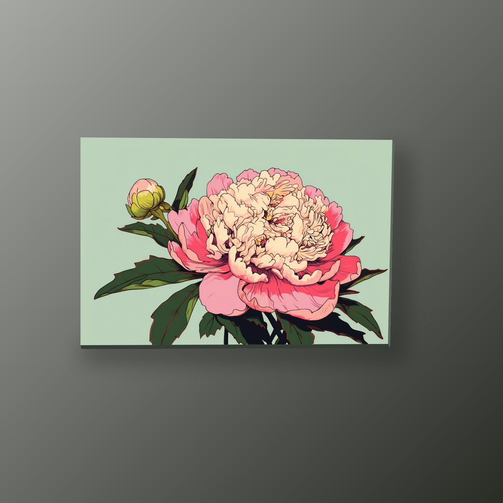 Peonía Rosa Ilustrada | Cuadro decorativo de Monkey Canvas