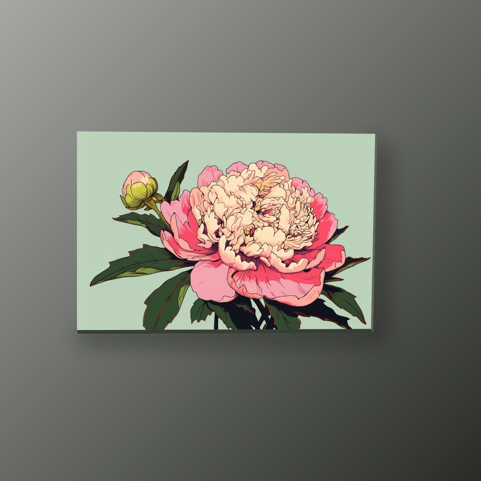 Peonía Rosa Ilustrada | Cuadro decorativo de Monkey Canvas