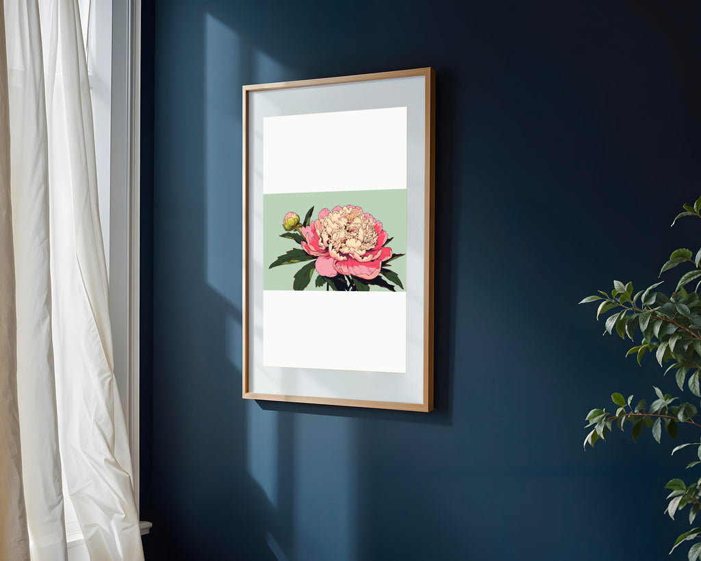 Peonía Rosa Ilustrada | Cuadro decorativo de Monkey Canvas