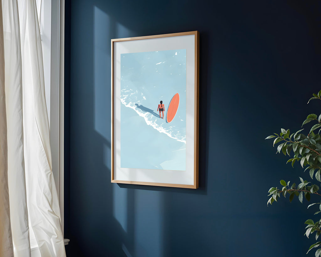 Surfista y Tabla Naranja | Cuadro decorativo de Monkey Canvas