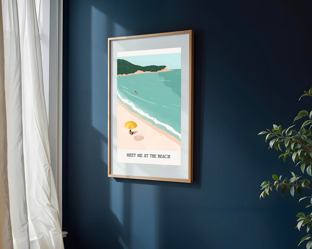 Cala con Sombrilla Amarilla | Cuadro decorativo de Monkey Canvas