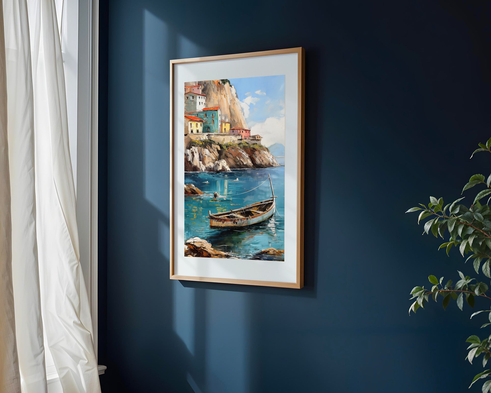 Pueblo Acantilado Mediterráneo | Cuadro decorativo de Monkey Canvas