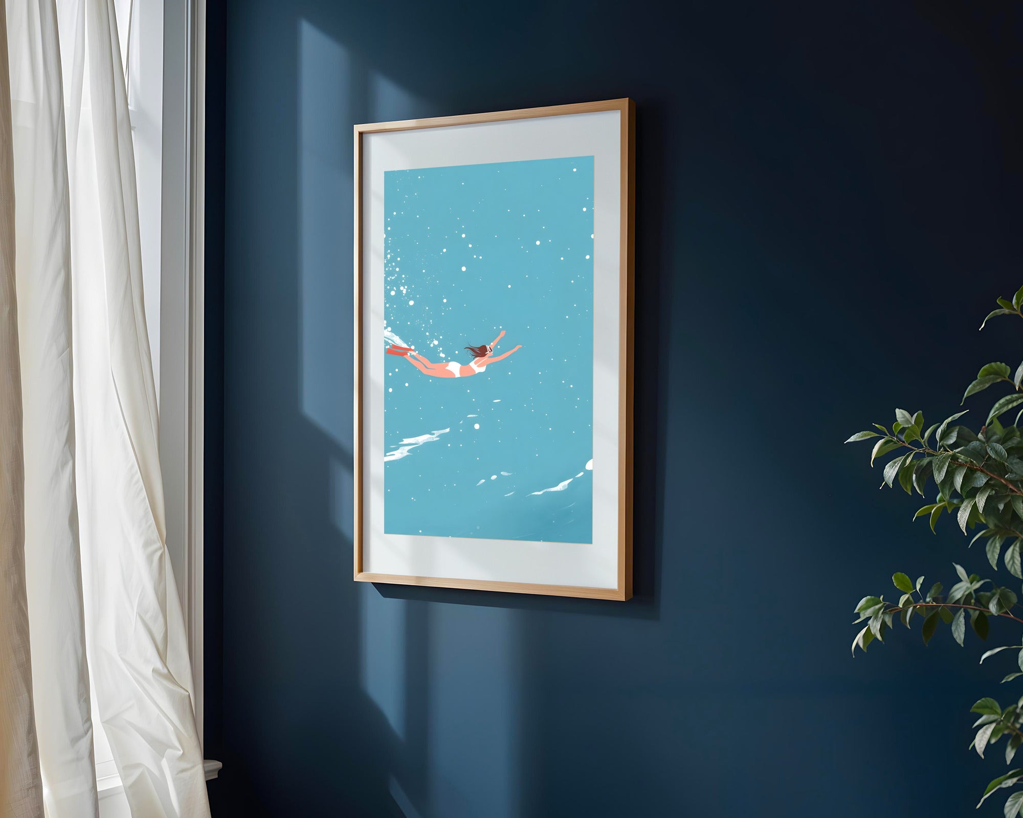 Buceo con Aletas Rojas | Cuadro decorativo de Monkey Canvas