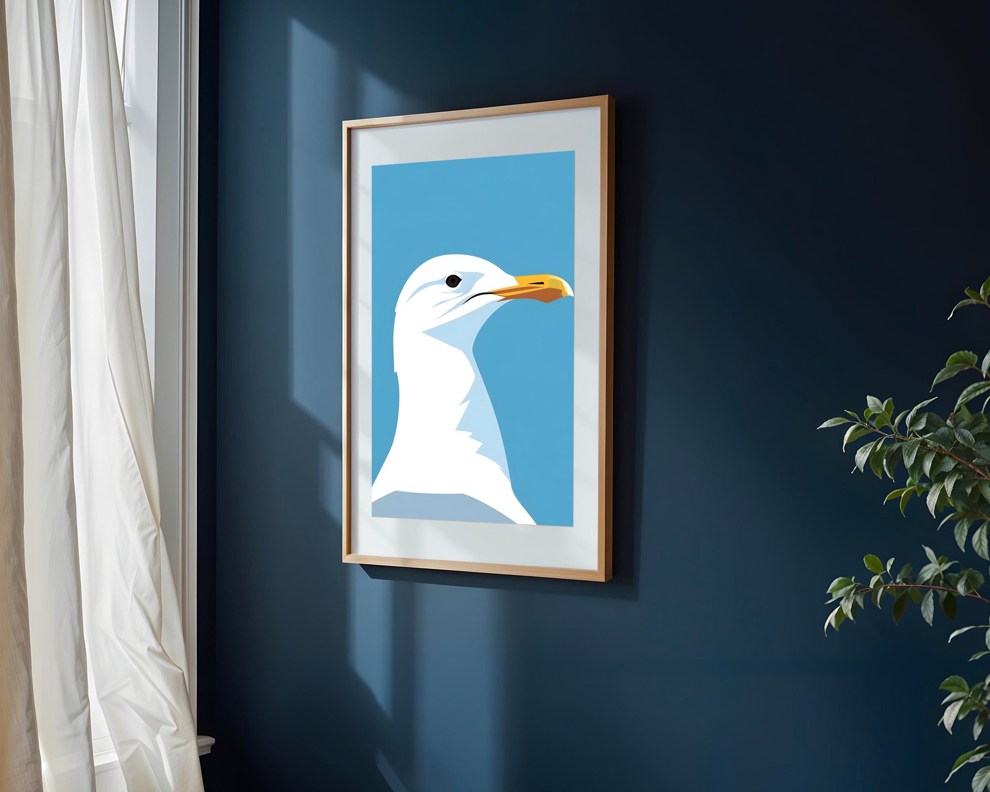 Retrato Minimalista de Gaviota | Cuadro decorativo de Monkey Canvas