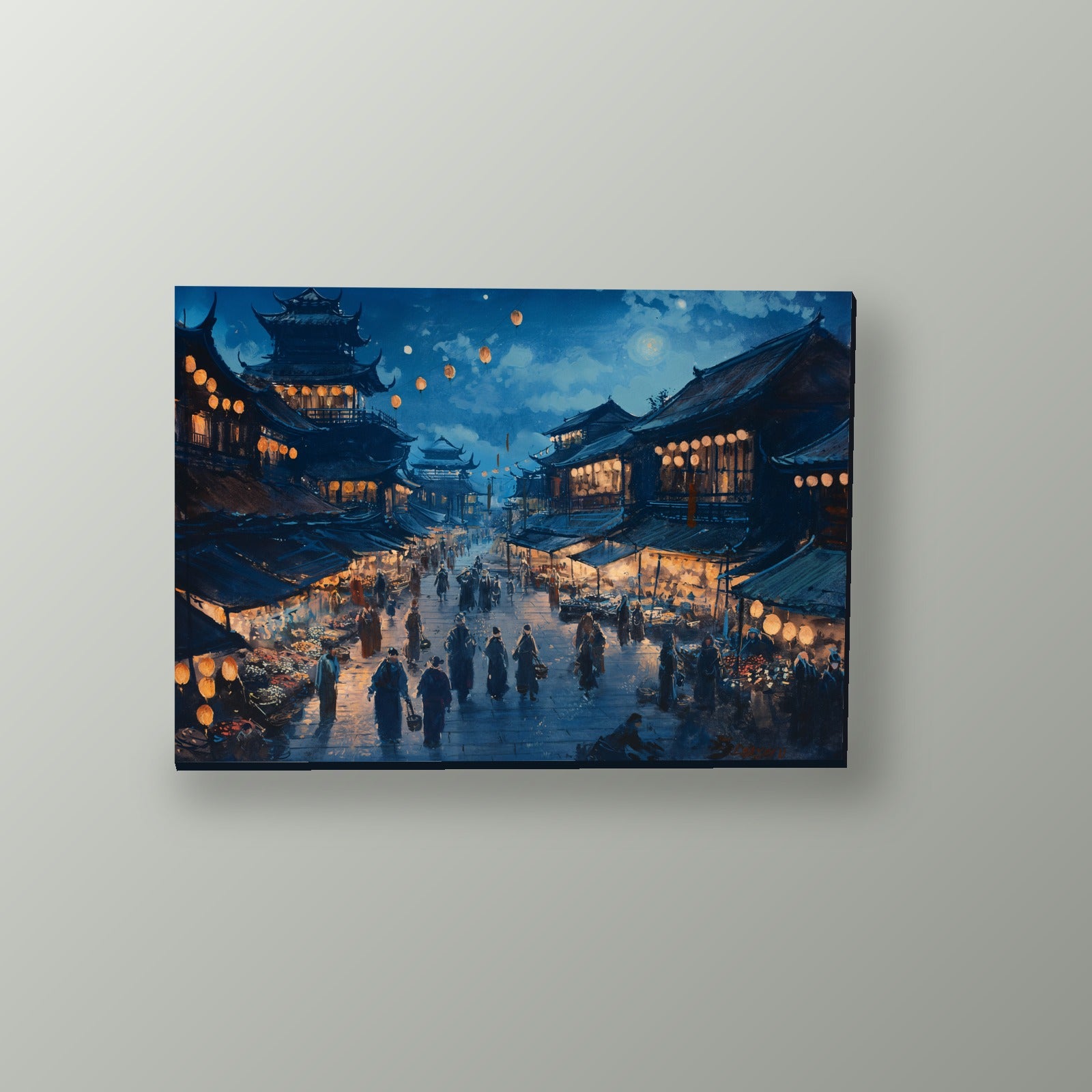 Mercado Nocturno de Linternas | Cuadro decorativo de Monkey Canvas