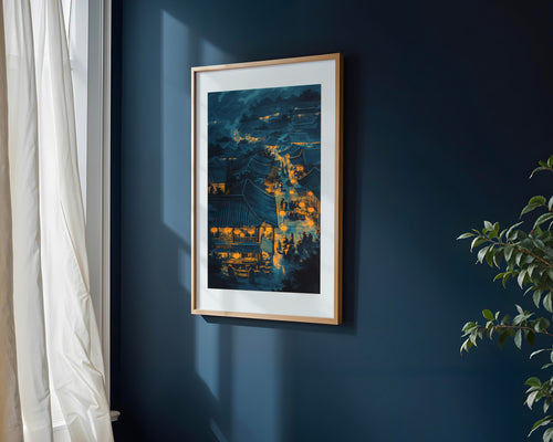 Callejón Azul de Farolillos | Cuadro decorativo de Monkey Canvas