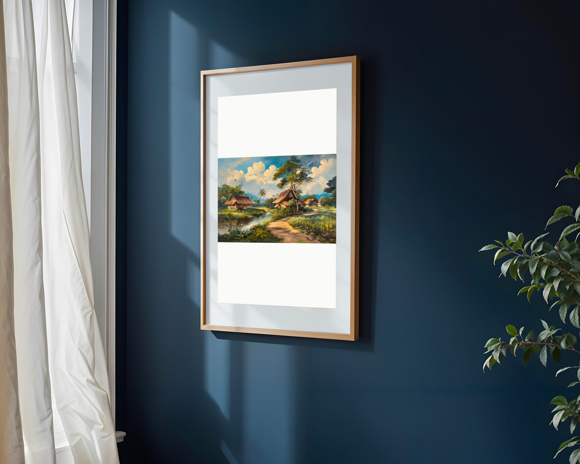 Aldea Tropical junto al Río | Cuadro decorativo de Monkey Canvas