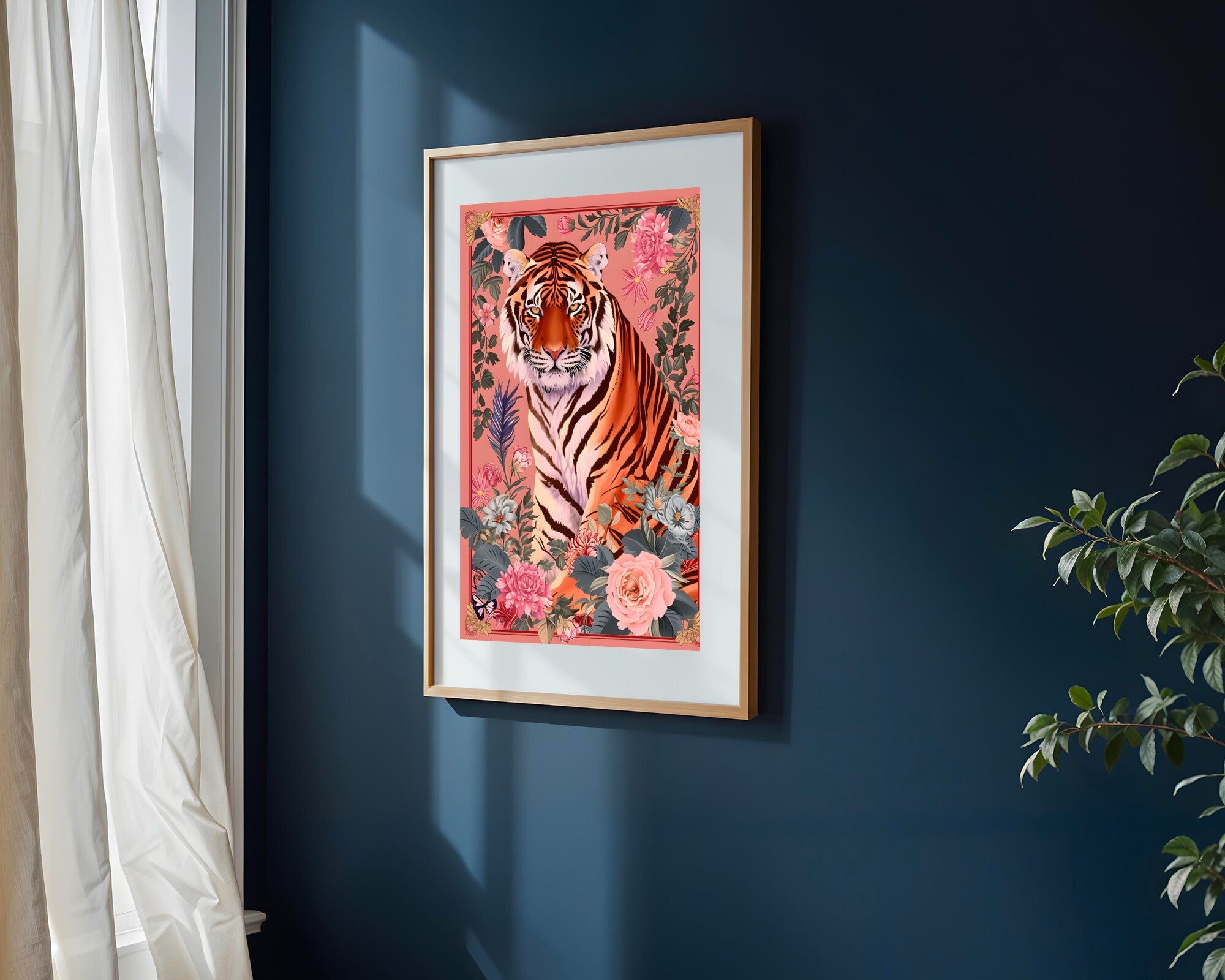 Tigre entre Rosas | Cuadro decorativo de Monkey Canvas