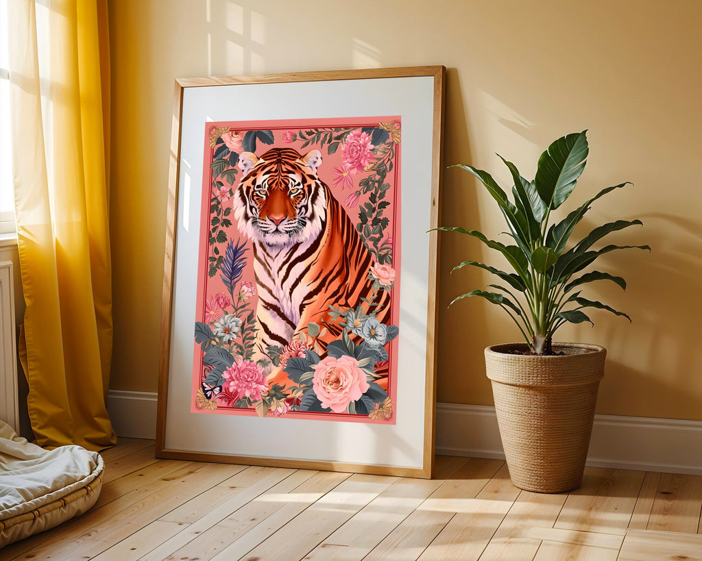 Tigre entre Rosas | Cuadro decorativo de Monkey Canvas