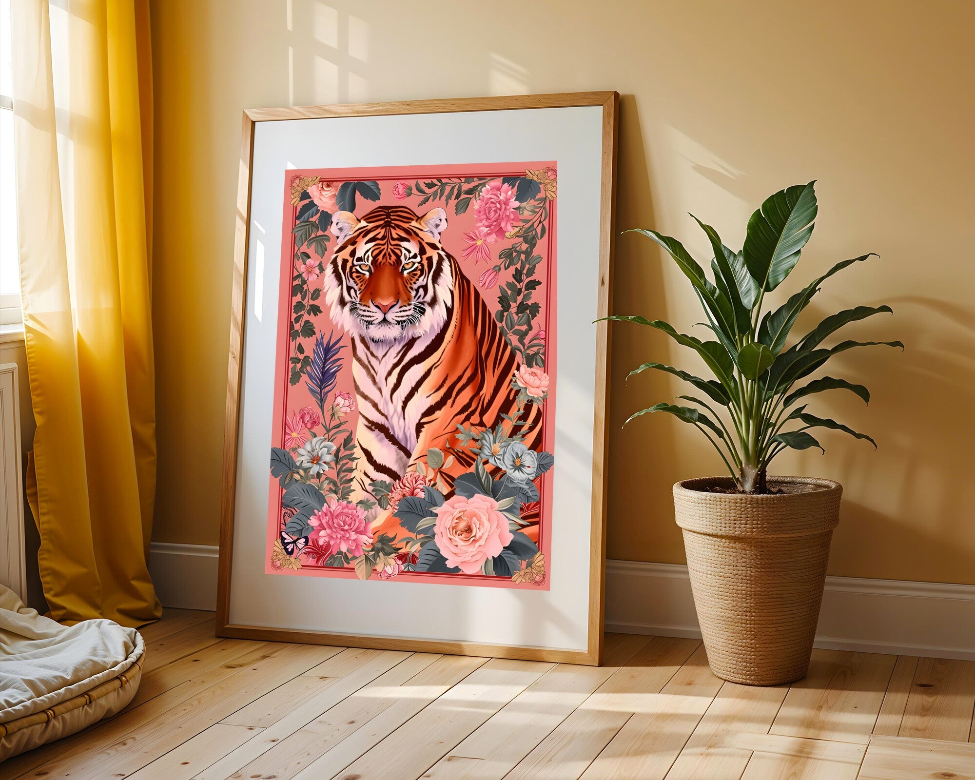 Tigre entre Rosas | Cuadro decorativo de Monkey Canvas