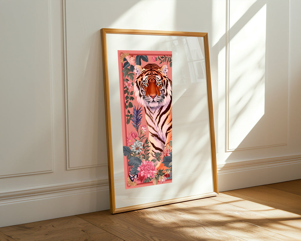 Tigre entre Rosas | Cuadro decorativo de Monkey Canvas