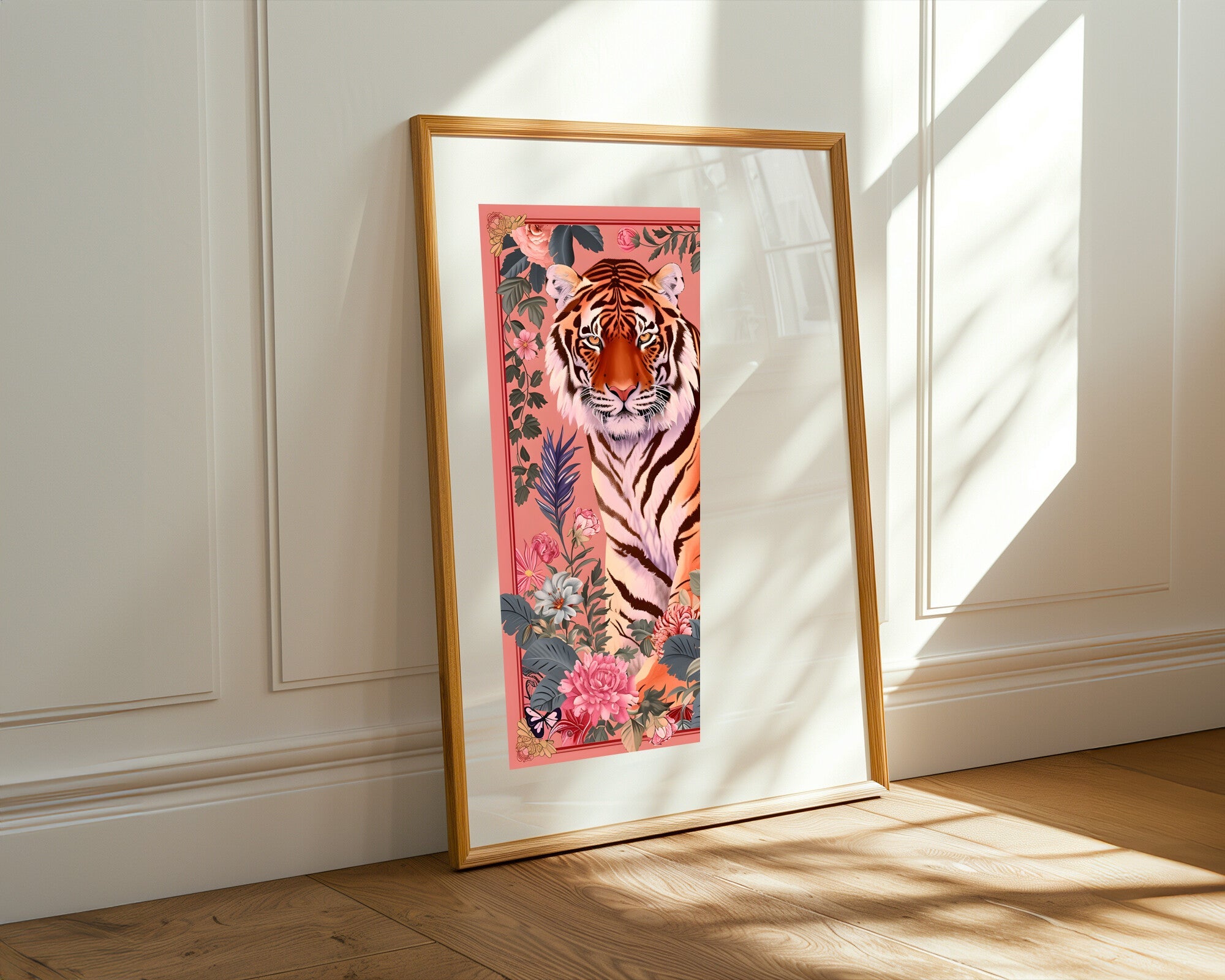 Tigre entre Rosas | Cuadro decorativo de Monkey Canvas